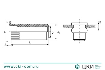 Заклепка-гайка круглая гладкая закрытая с цилиндрическим буртом