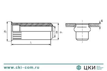 Заклепка-гайка круглая рифленая открытая с потайным буртом