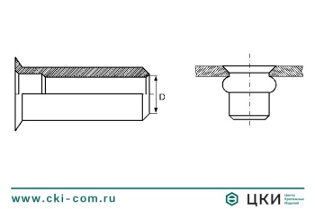 Заклепка-гайка круглая гладкая открытая с уменьшенным буртом