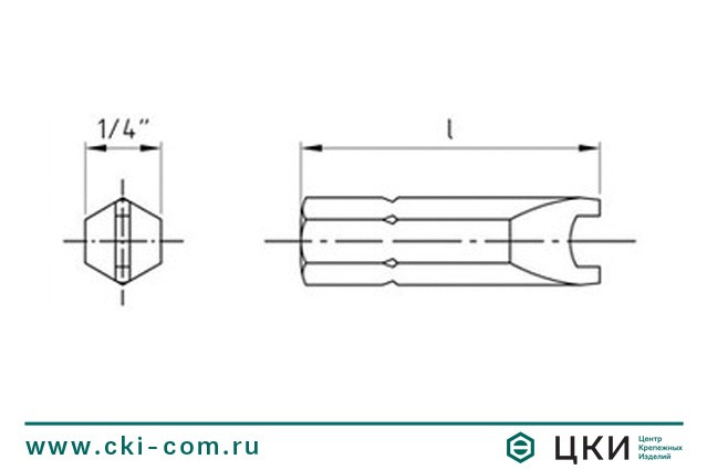 Бит art.9109 со шлицем SPANNER, чертёж